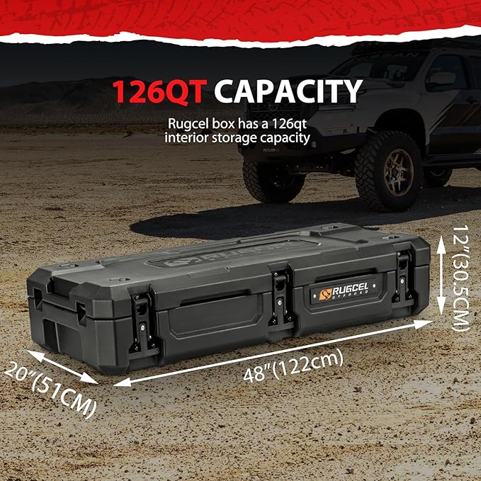 RUGCEL 126 Quart Waterproof Dry Storage Box - Heavy-Duty Overland & Off-Road Storage Case for Camping, Road Trips, Vehicle Trunk/Roof Rack (126QT CASE)