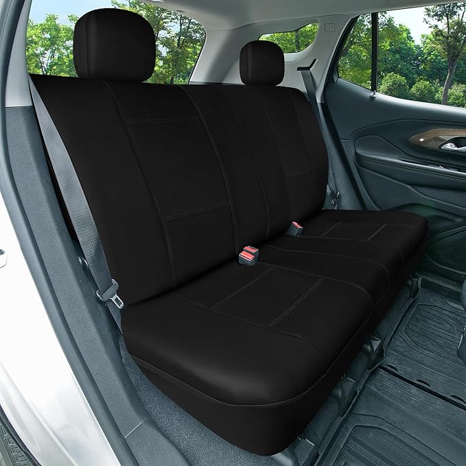 FH Group Three Row Car Seat Covers Deluxe Leatherette with 7 Headrests, Airbag Compatible and Rear Split Bench– Universal Fit