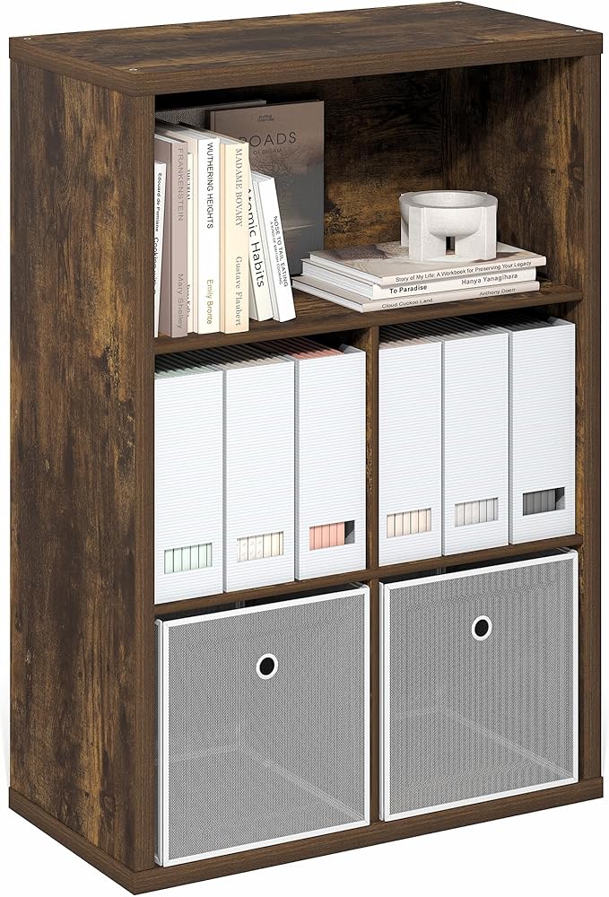 Furinno Cubicle Book Shelf, 5-Cube Bookshelf, Extra Thick Frame Cube Storage Organizer Bookcase with Closed Back, 15.3 x 29.9
