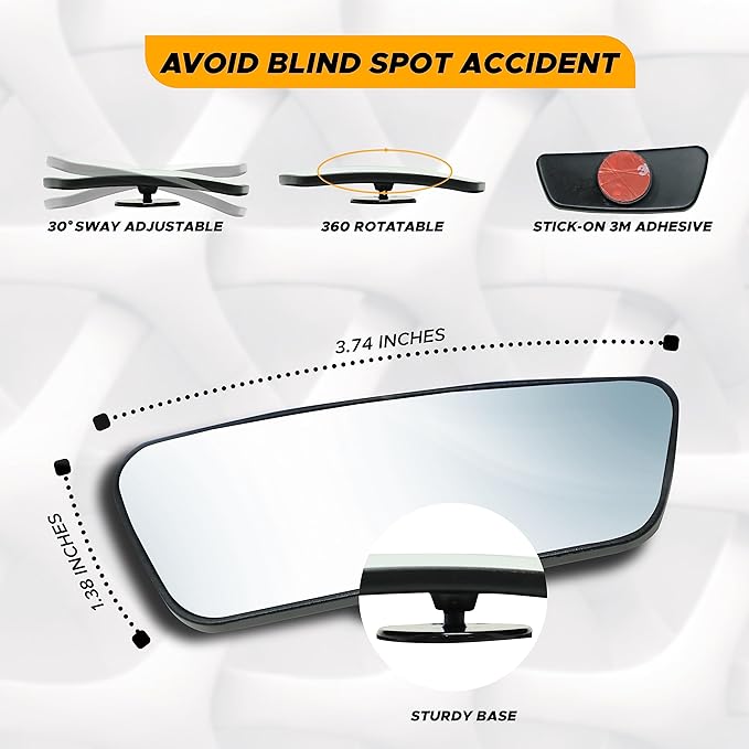 EcoNour Blind Spot Car Mirror (2 Pack) | Wide Angle for 3x Larger View | Universal Car Rear View Mirror with Rain Guard | Side Blind Spot with Adjustable Stick for Cars, SUVs, and Trucks