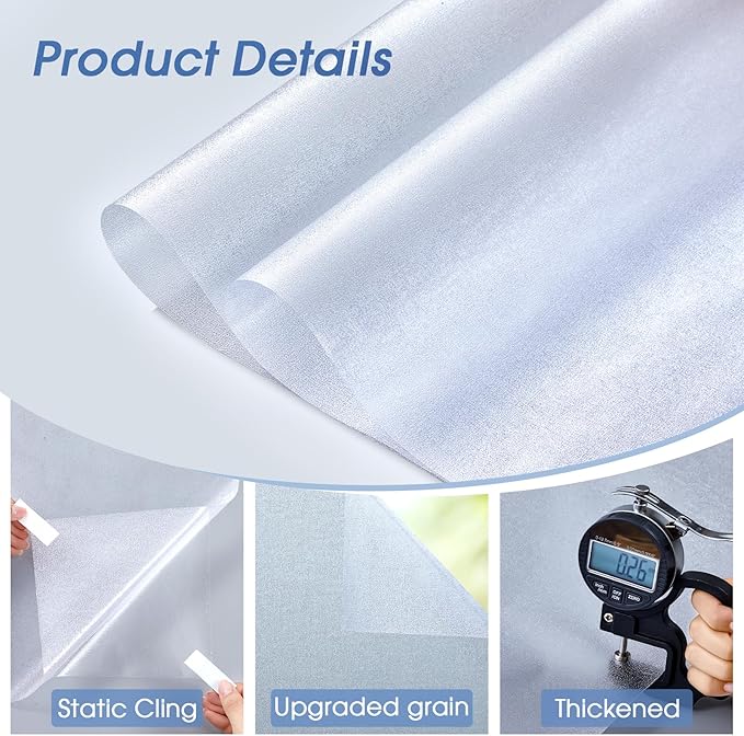 SUNBABY Window Privacy Film Frosted Glass Windows Clings Heat Blocking Windows Film Decorative Bathroom Door Windows Coverings Frosting Day and Night Privacy Film Home Window Tint,23.6x78.7IN