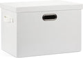 Graciadeco Large 17" 36 Quart Collapsible Stackable Storage Bins with Lids, 1 Pack White Foldable Fabric Closet Storage Boxes