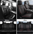Nappa Leather Car Seat Covers Full Set, Car seat Protector 5 Seats, Waterproof Car Seat Cushion, Universal Automotive Seat Co