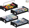 Under Bed Storage with Wheels, XXL 60L Under the Bed Storage Bins, Underbed Storage Containers with Lids & Label, Rolling Met