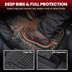 LASFIT Floor Mats for Ram 1500 Crew Cab 2019-2024 Bench Seat (NOT for Bucket Seat) with Rear Under-Seat Factory Storage 4 Full Size Doors, All Weather TPE Custom Fit 1st & 2nd Row, Black