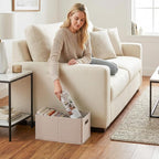 StorageWorks Fabric Storage Bins for Shelves, Closet Organizers and Storage Baskets, Collapsible Storage Bins with Cutout Han