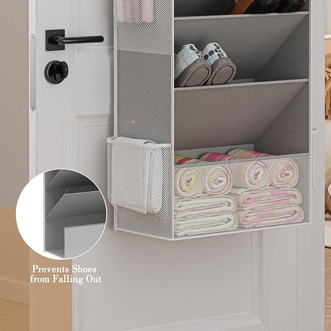 Criusia Shoe Organizer, Over the Door Shoe Organizer, Hanging Closet Shoe Storage with Large Deep Pockets, Fits 16–24 Pairs o