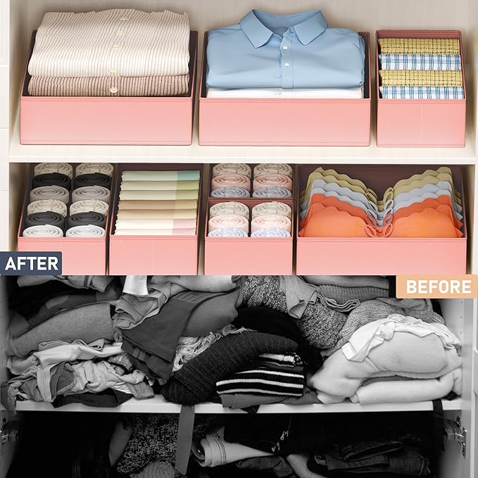 DIMJ Drawer Organizer Clothes - 18 Pack Closet Drawer Organizer Bins for Baby Clothes Storage, Fabric Dresser Organizer for N