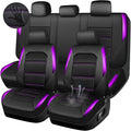 CAR PASS Memory 3D Foam Car Seat Covers Full Set,Breathable Mesh Thick Seat Covers for Car,Purple Metal Film Leather Seat Cov
