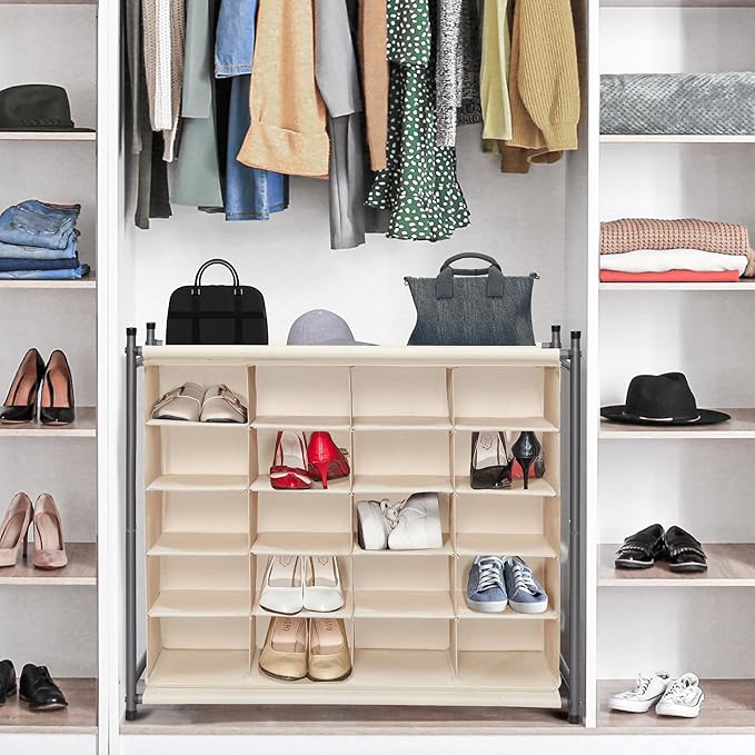 STORAGE MANIAC Stackable Shoe Cubby Organizer, Free Standing Shoe Cube Rack for Entryway, Bedroom, Apartment, Closet, 20-Cube