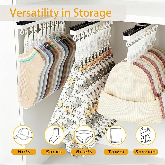 2 Pack No-Drill Wall-Mounted Baseball Hat Organizer, Hat Storage Rack Holds Up to 20 Caps, Hat Holder with 10 Damage-Free Cli