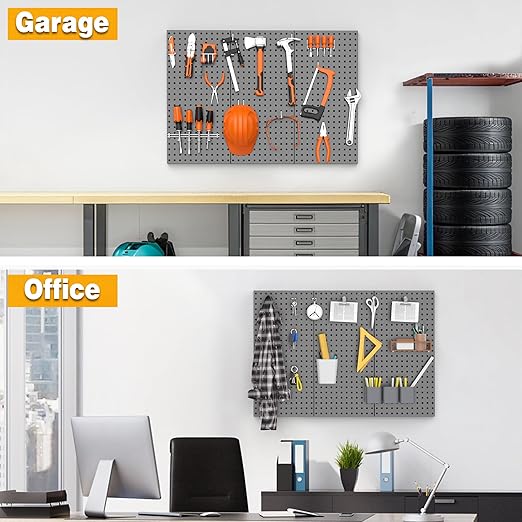 Pegboard Smith Metal Pegboard Panels 12" x 24", 3 Pack Black Wall Mounted Tool Organizer Boards, Heavy Duty Tool Storage Peg 