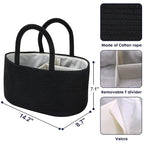 Baby Diaper Caddy Organizer for Girl Boy Cotton Rope Nursery Storage Bin Basket Portable Holder Tote Bag for Changing Table C