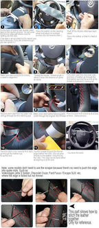 Eiseng DIY Steering Wheel Cover for Subaru Impreza 2013 2014 2015 2016 / Forester 2014-2016 / Outback Legacy 2012-2014 / XV Crosstrek 2013-2015 Interior Accessories Genuine Leather Sew (Black thread)