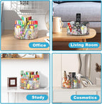 Acrylic Pen Holder with 2 Adhesive DIY Stickers, Desk Organizer Marker Holder with Cute Sticker, 360 Degree Office Supply Org