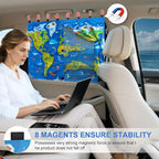 Car Window Shades with 8 Magnets-26.8"x19.7" Car Rear/Side Window Sunshade for Baby Semi-Transparent 2-in-1 Universal Auto Sun Shade for Kid & Pet Protection (2 Pack) World Map