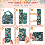 Eccliy 24 Pieces Reusable Grocery Bags Polyester Shopping Bags for Groceries Multi Colors Reusable Foldable Shopping Tote(Plants Style)