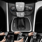 CAR PASS Bling Diamond Leather Car Seat Covers Sets 11 pcs,Bling Diamond Car Accessories for Women, Sparkly Rhinestone Steeri