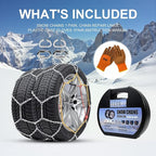 2PCS Snow Chains for SUV/Truck/Car in Snow, Sand, Mud and Ice, Universal Adjustable Emergency Portable Snow Tire Chains(KN100