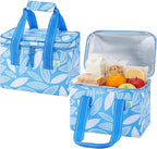 VENO 2 Pack Insulated Lunch Bag Cooler Lunch Box Reusable Grocery Shopping Tote Bag, Durable Handles, Double Zippers, Lid, Collapsible (Spring Breeze, 2 Pack)