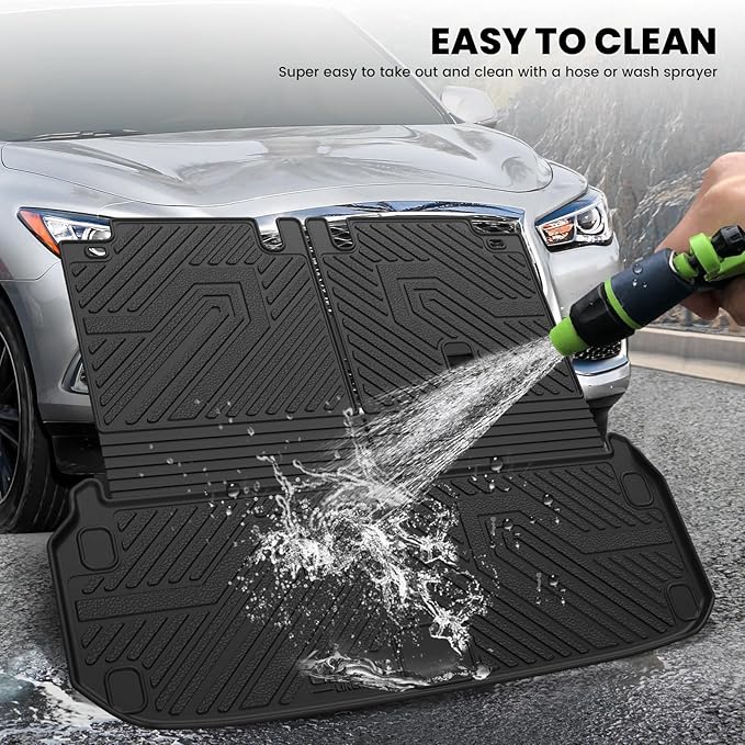 LASFIT Cargo Mat & Backrest Mats for Nissan Pathfinder 2013-2020 / Infiniti QX60 2014-2021 / JX35 2013, All Weather TPE Custom Fit Easy Clean Durable No-Curling Trunk Mat for Pathfinder & QX60 & JX35