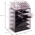 Sorbus Acrylic Makeup Organizer Set, 7-Drawer Vanity & Countertop Cosmetic Storage with Small & Wide Compartments, Purple Mak