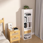 Wooden 5 Cube Storage Organizer, White 5 Tier Bookcase Bookshelf Freestanding Storage Display Organizer, Versatile Cubes Open