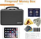 ENGPOW Fireproof Money Box, Small Hard Case Fireproof Box with Fireproof Zipper ＆ Lock, 6400°F Heat Insulated Fireproof Water