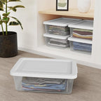 Sterilite 12 Pack Storage Box, 12 Quart Stackable Tote, Clear Plastic Container with Secure Snapping Lids for Home and Office