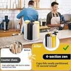 4-Compartment Rotating Paper Cup Holder & Coffee Cup Lid Storage Dispenser, Plastic Cup Dispenser Removable, Space-Saving Cou