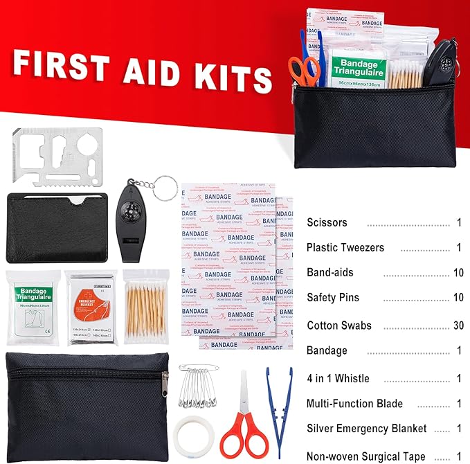 Car Roadside Emergency Kit - Car Emergency Kit with Jumper Cables, Tow Rope, Folding Shovel, Safety Hammer, Reflective Warnin