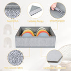 DIMJ Drawer Organizers - 12 Pack Foldable Closet & Sock Organizers, Fabric Dresser Drawer Dividers for Clothes, Underwear, Br