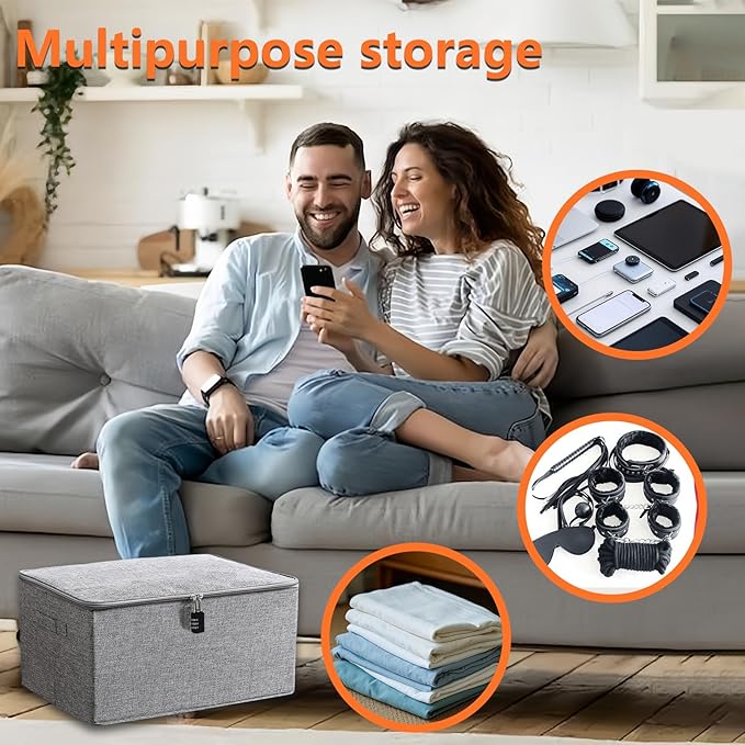 Locking Game Toy Storage Organizer Lock Box Toy Storage Bins Game Toys Storage Bags with 2 Drawstring Bags, Large capacity 15