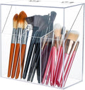 Acrylic Makeup Brush Holder with Lid - Clear Cosmetic Makeup Brush Organizer and Storage Box with Cover for Vanity - Large Ca