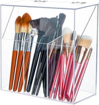 Acrylic Makeup Brush Holder with Lid - Clear Cosmetic Makeup Brush Organizer and Storage Box with Cover for Vanity - Large Ca