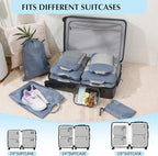 PFEYRPK Lightweight Compression Packing Cubes for Suitcases, Compressible Expandable Travel Packing Organizer with Clear Toil