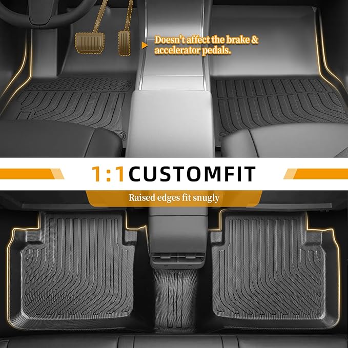 Floor Mats for Honda Accord 2008 2009 2010 2011 2012(ONLY Gas,NOT for Coupe), for Accord LX LX-S EX EX-L LX-P SE LX Premium Floor Mats, 1st & 2nd & Cargo Liner, TPE All Weather Protection Waterproof