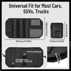 2 Pack Car Sun Visor Organizer, Auto Interior Accessories Tactical Molle Panel & PU Leather Visor Storage Pouch with Sunglasses Clip, Multi-Pocket Document Holder for Truck SUV Car Gear