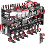 4 Tier Power Tool Organizer Wall Mount, 8 Cordless Drill Holders, 320LBS Heavy Duty Power Tool Storage Rack, Holds 50+ Tools 