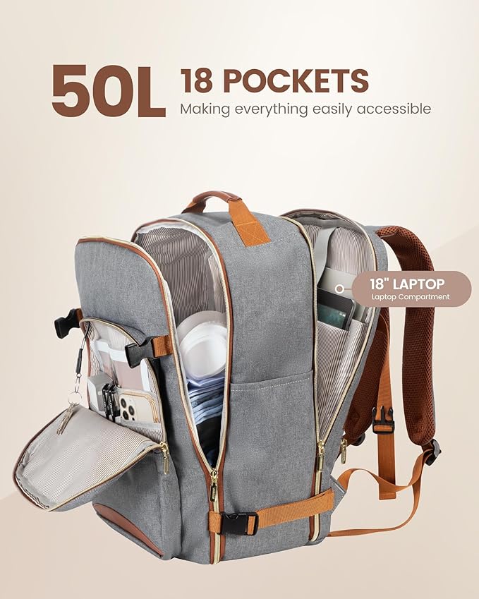 LOVEVOOK Travel Backpack for Women & Men 50L,Airline Approved Carry On Backpack Travel Essentials,TSA Carry on Luggage,Waterp