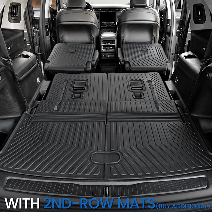 Cargo Mat Backrest Mats for 2021-2025 2026 Jeep Grand Cherokee L (3rd Row Manual & Power Fold), All Weather TPE Trunk Mat Cargo Liner Car Accessories (L | Cargo Mat+3rd Row Backrest Mats)
