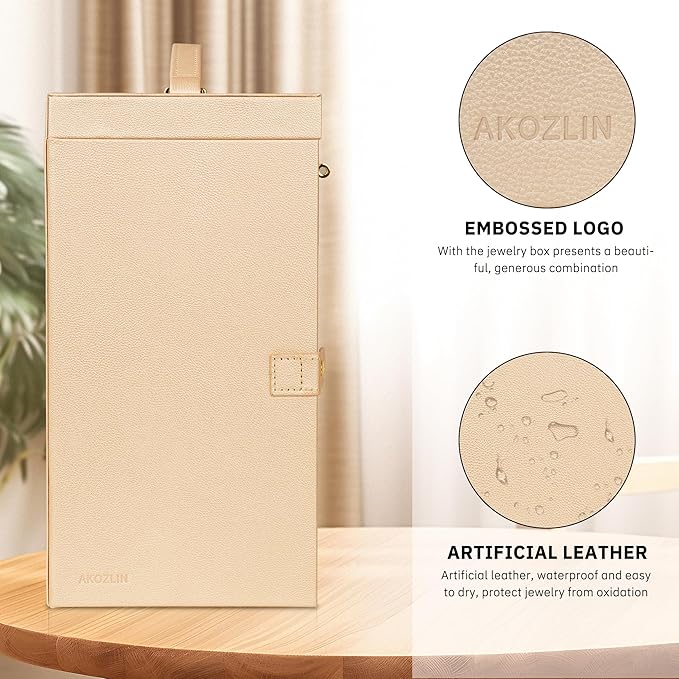 AKOZLIN Huge Jewelry Box Organizer Functional Extra Large Leather Jewelry Storage Case for Women Girls Ring Necklace Earring 