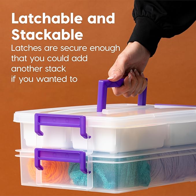 IRIS USA 9 Qt. Plastic Craft Storage Container Bins with Lids, 1 Pack, Small Art & Office Supply Organizer Tote, Sensory Bins