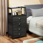 Furnulem Tall 4 Drawers Dresser, Vertical Storage Tower Black Dresser for Bedroom, Hallway, Entryway, Nursery, Closet Organiz