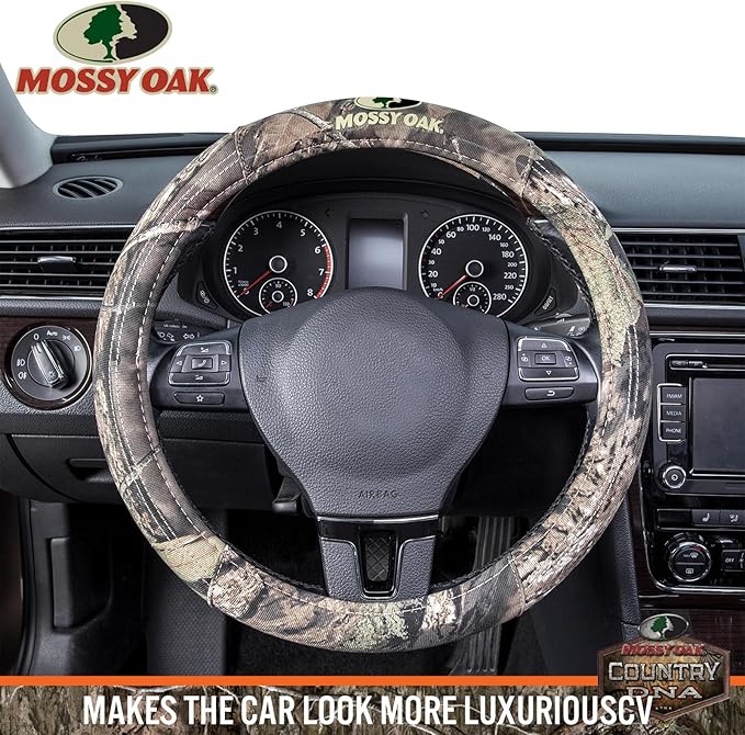 Mossy Oak Full Camo Steering Wheel Cover - Made from Premium Cotton Twill, Universal Fit for 14 1/2 to 15 inches - Official L