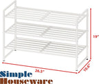 Simple Houseware 3-Tier Stackable Metal Panel Shoes Rack, White