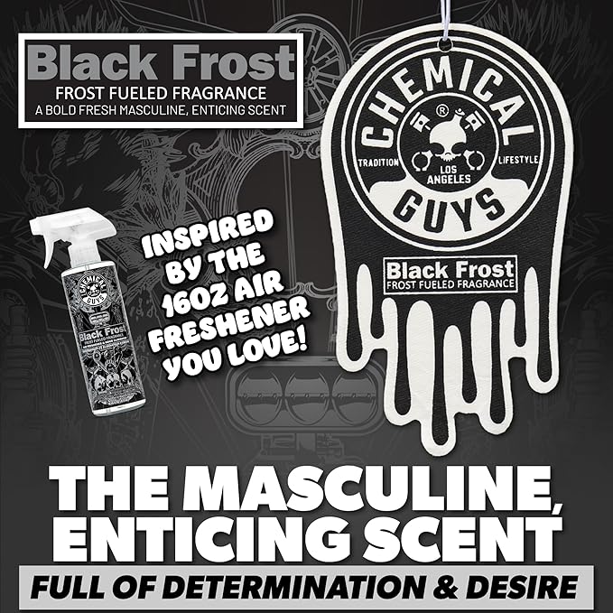 Chemical Guys Car Fresheners, Hanging Air Freshener, Black Frost Scent 12 Pack, Great for Cars, Trucks, SUVs, RVs, Home, Gara
