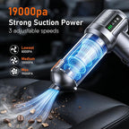 Handheld Car Vacuum Cordless,3 Suction Modes,Portable Mini Cordless Cleaner with 19000pa Suction Power,Type-C Charge,Handheld