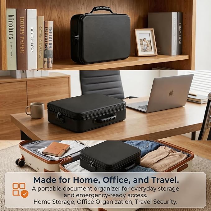 Fireproof Document Box (Soft-Shell) with Lock, 5200°F Fireproof & Water-Resistant File Organizer for Important Documents, Cer