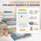 Cozy Essential Vacuum Storage Bags, 80% Compression Vacuum Seal Space Saver Plastic Packaging Bags for Clothes, Blankets, Pil
